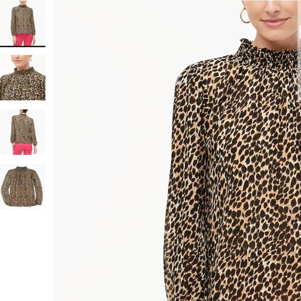 J. Crew Leopard long-sleeve mockneck top